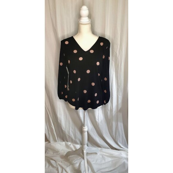 Adrianna Papell Pullover Women's Size Small Polka-Dot 3/4 Balloon Sleeved Blouse - Picture 1 of 14